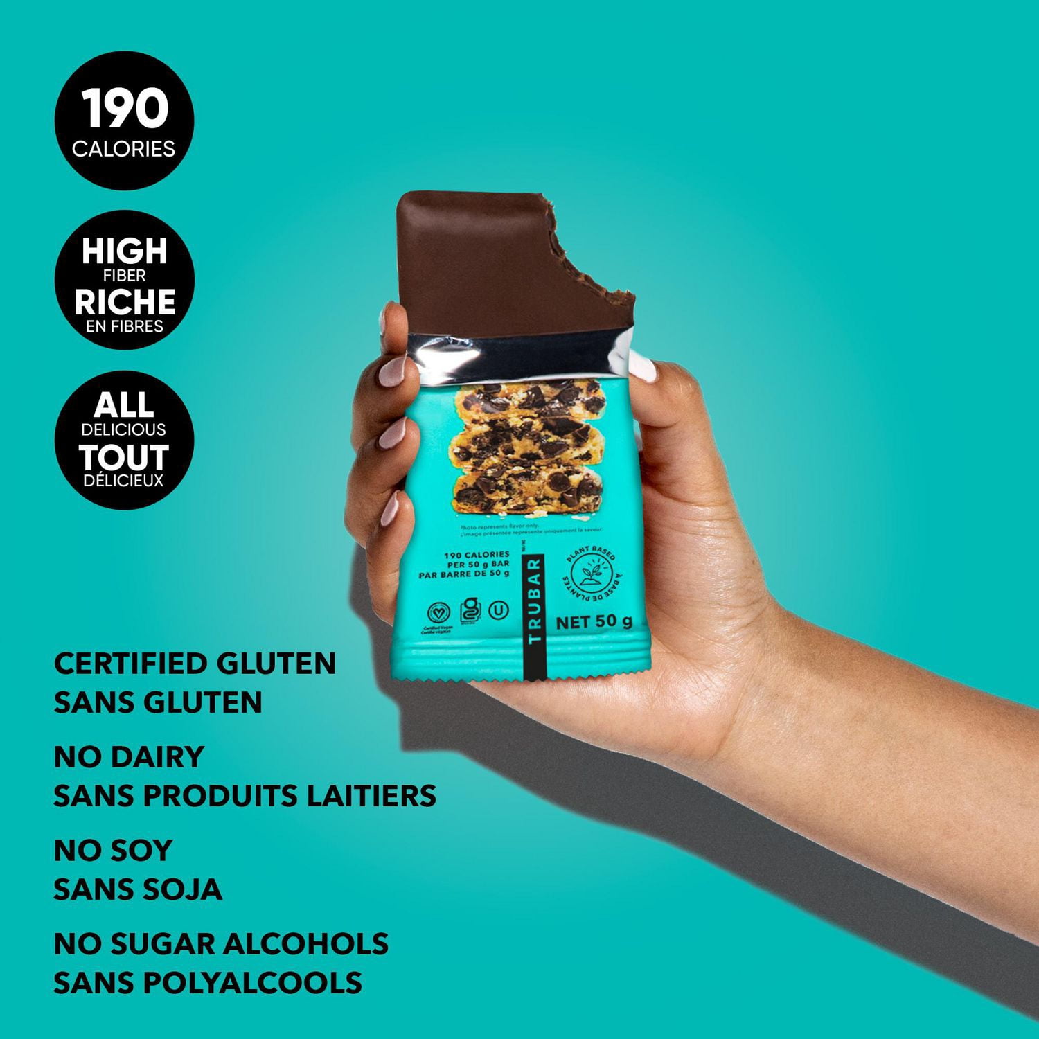 thumbnail image 3 of Oh Oh Cookie Dough, 12g Protein, 12g Fibre, Gluten Free, Plant Based, No Dairy or Soy, 190 Calories, 50g Bar, 3 of 5