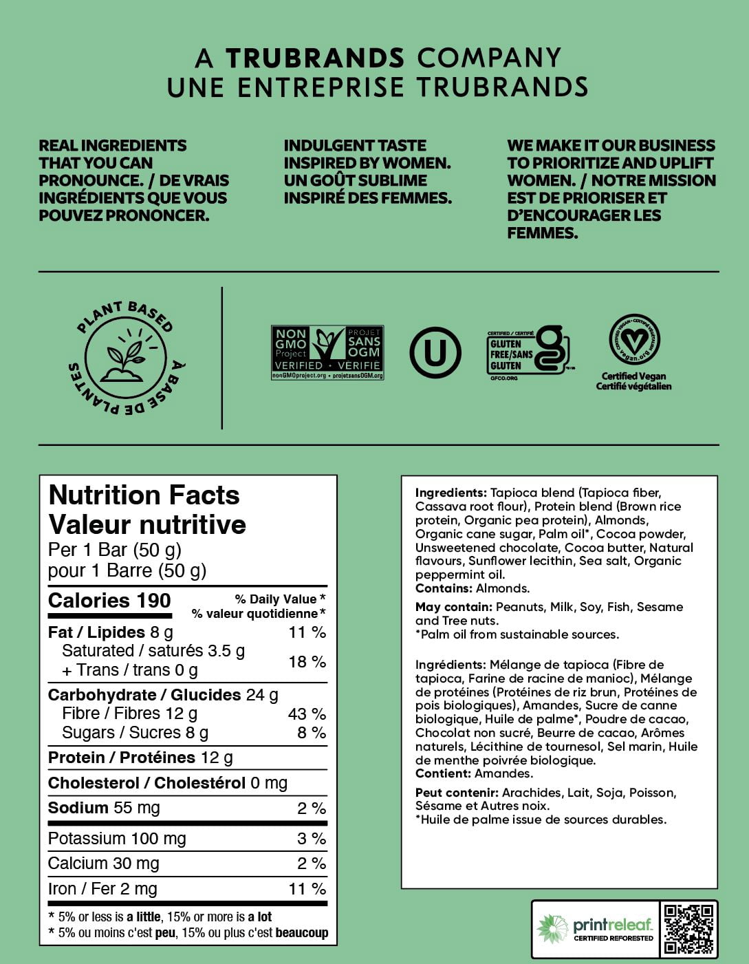 thumbnail image 2 of It's Chip to be Mint, 12g Protein, 11g Fibre, Gluten Free, Plant Based, No Dairy or Soy, 190 Calories, 50g Bar, 2 of 5