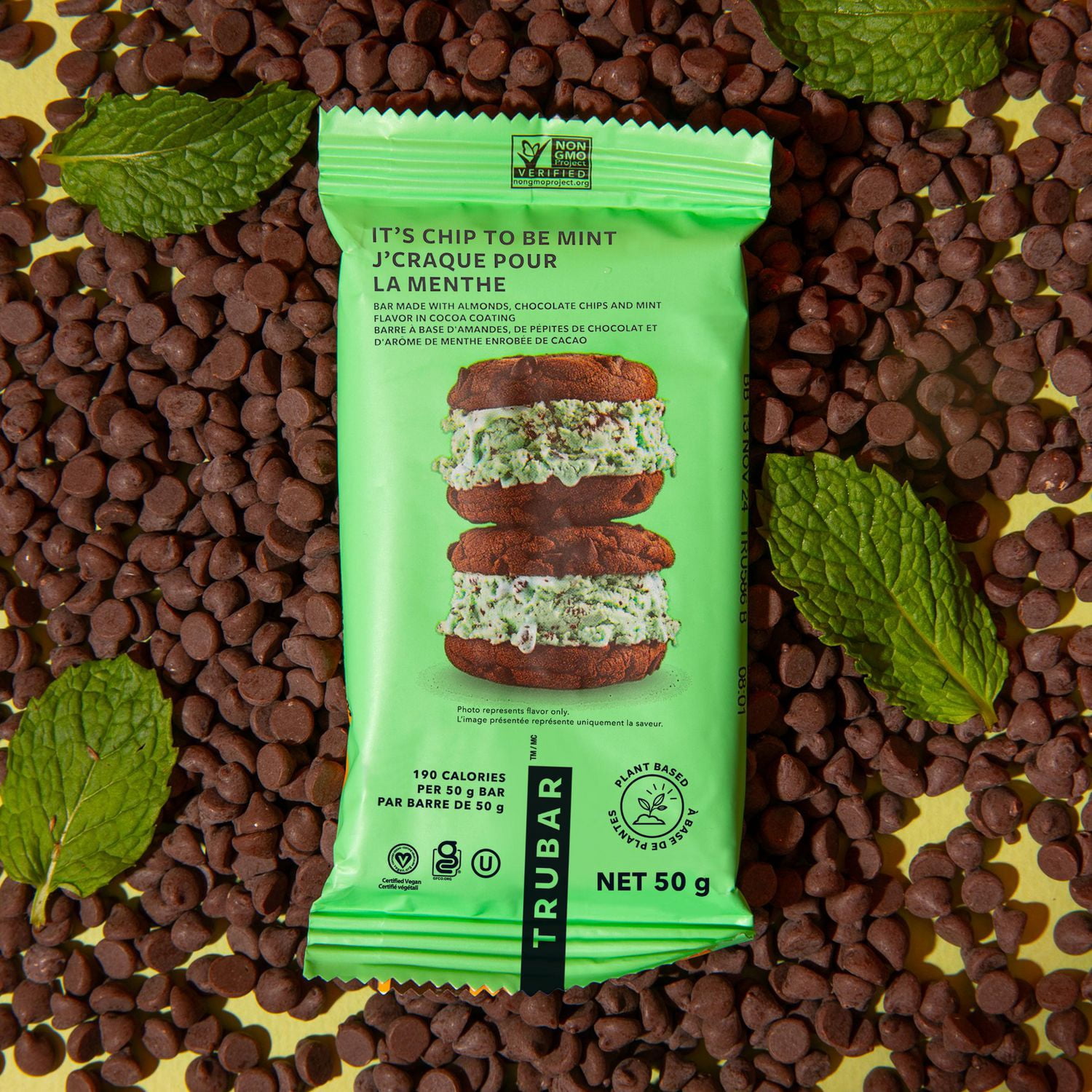 thumbnail image 4 of It's Chip to be Mint, 12g Protein, 11g Fibre, Gluten Free, Plant Based, No Dairy or Soy, 190 Calories, 50g Bar, 4 of 5
