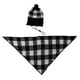 Vibrant Life Pet Beanie Hat et Bandana Set pour chiens et chats : Plaid blanc et noir, pull en tricot, choisissez parmi 2 tailles – image 2 sur 3