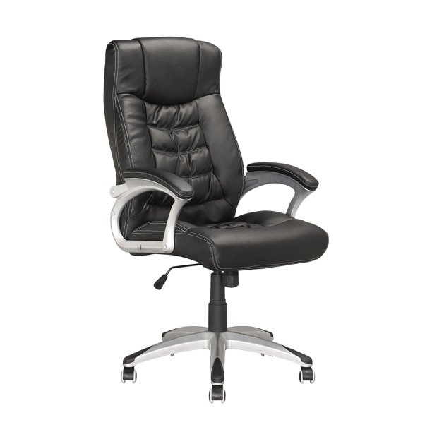 CorLiving LOF-709-O Chaise de bureau exécutif en similicuir Noir