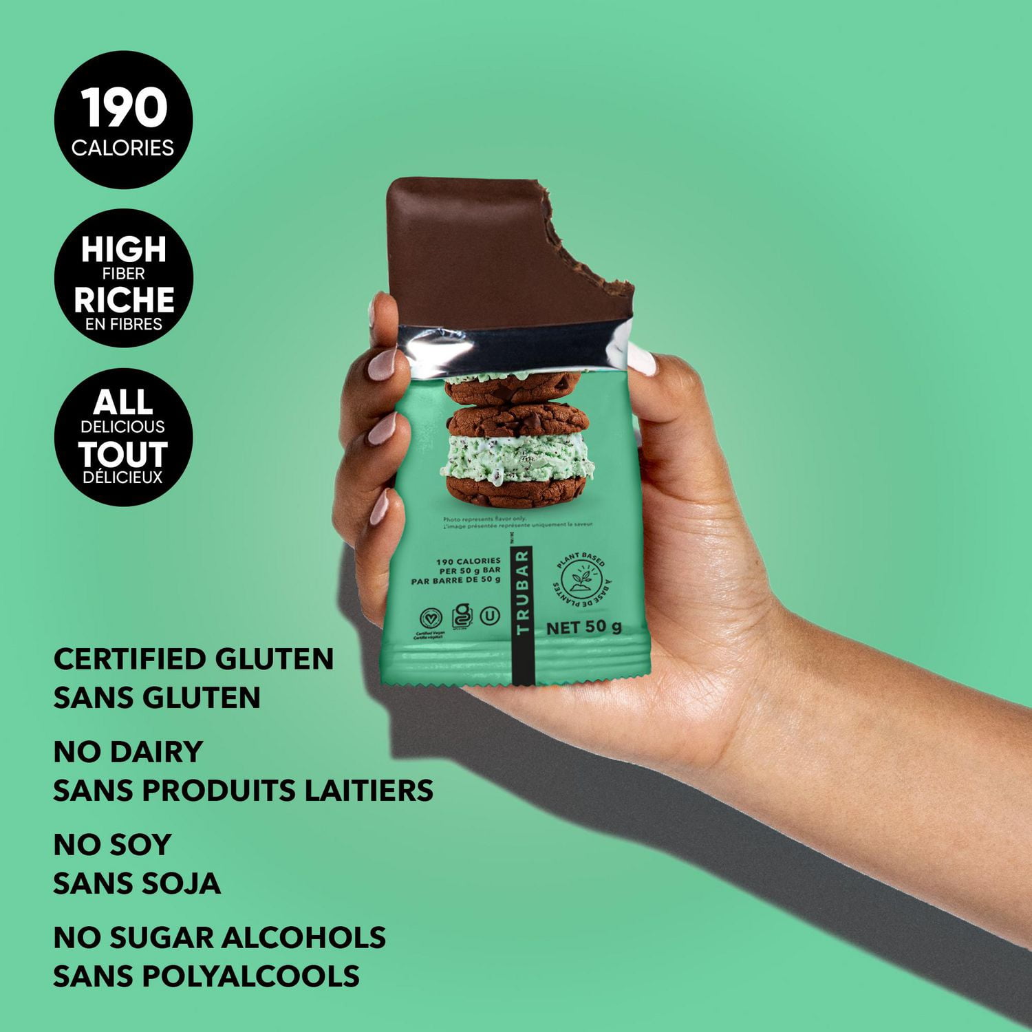 thumbnail image 3 of It's Chip to be Mint, 12g Protein, 11g Fibre, Gluten Free, Plant Based, No Dairy or Soy, 190 Calories, 50g Bar, 3 of 5