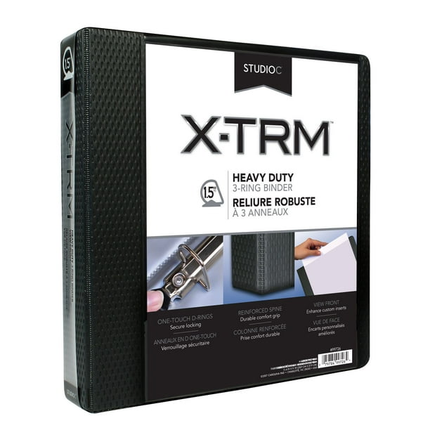 Classeur robuste XTRM de Studio C d'1,5 po en noir vinyle