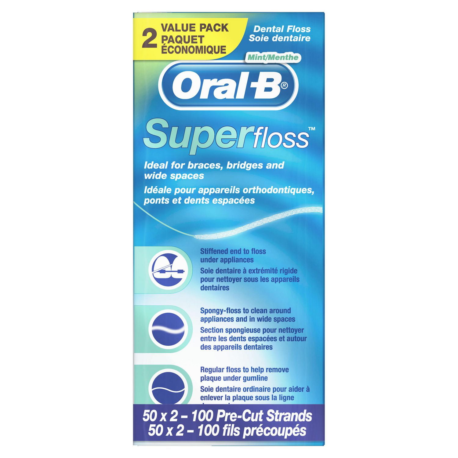 Oral-B Super Floss Pre-Cut Strands Dental Floss, Mint | Walmart Canada