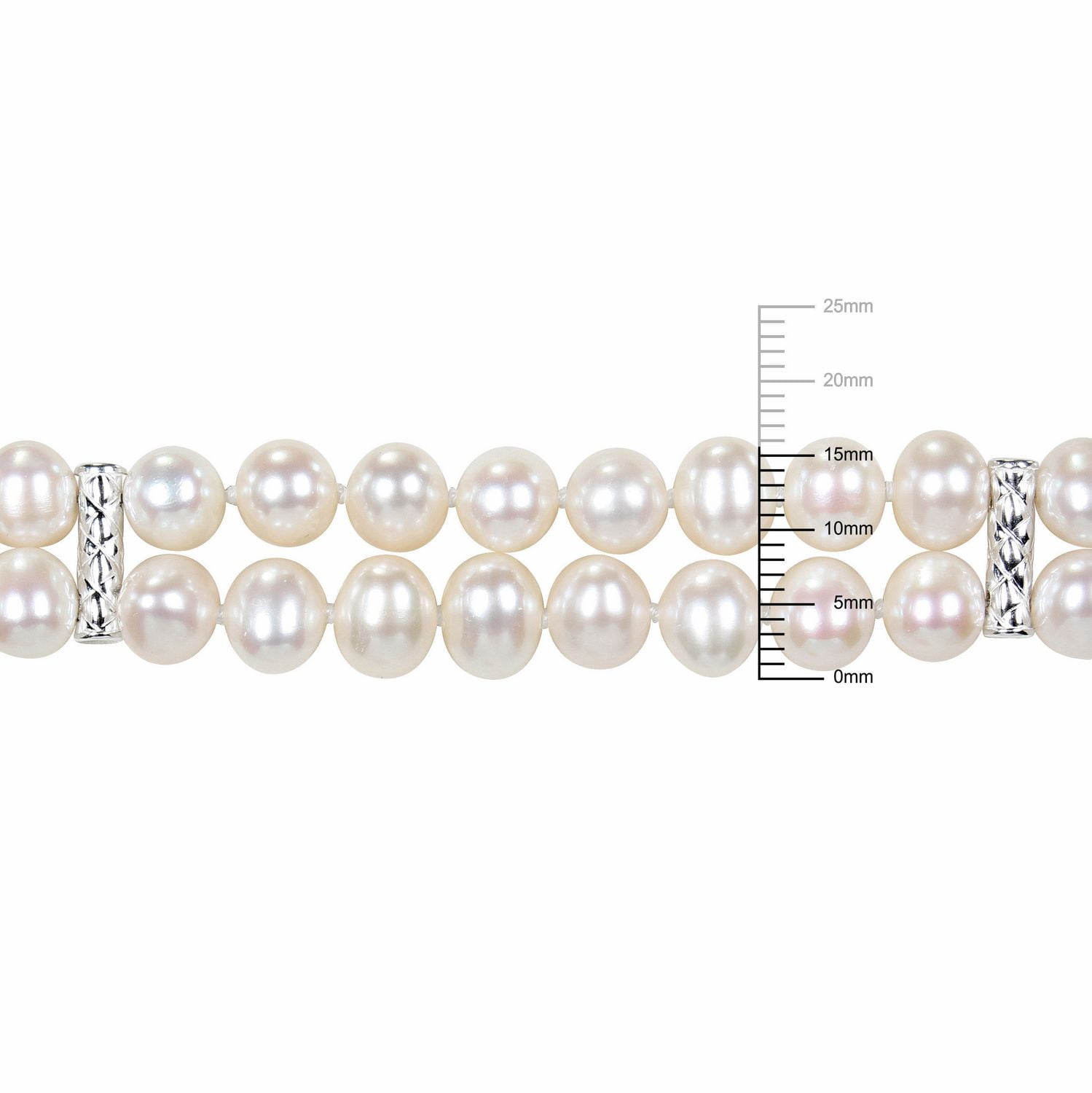 Miabella Bracelet avec perles d'eau douce blanches+AV50:AV149e de culture 6-7 mm en argent sterling, 7.5 pouces en longueur