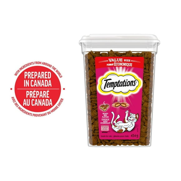 Temptations Hearty Beef Flavour Soft & Crunchy Adult Cat Treats, 454g