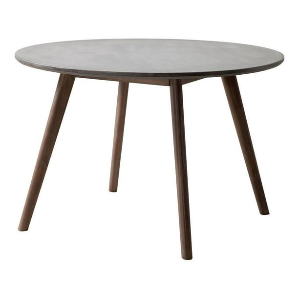 Table à manger d'extérieur 1 pièce naturel en ciment plastique et bois d'acacia Elite de Zuo Modern en gris