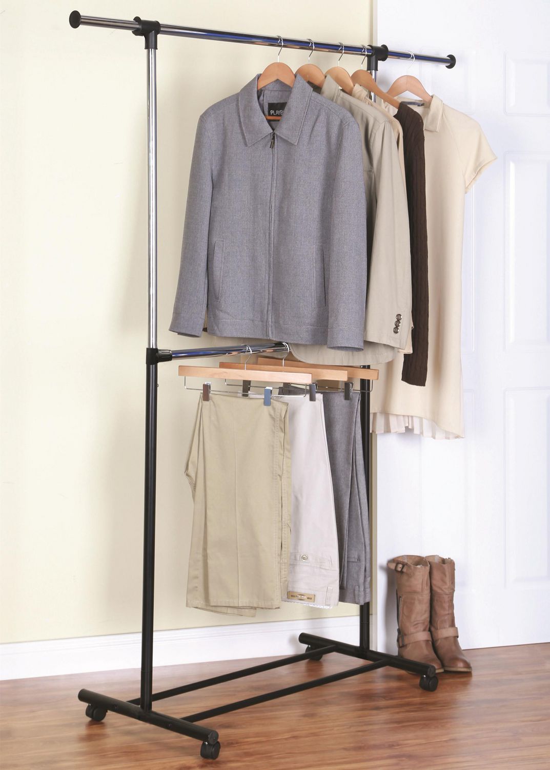 Mainstays Tringle à vêtements réglable à 2 niveaux Porte-vêtements