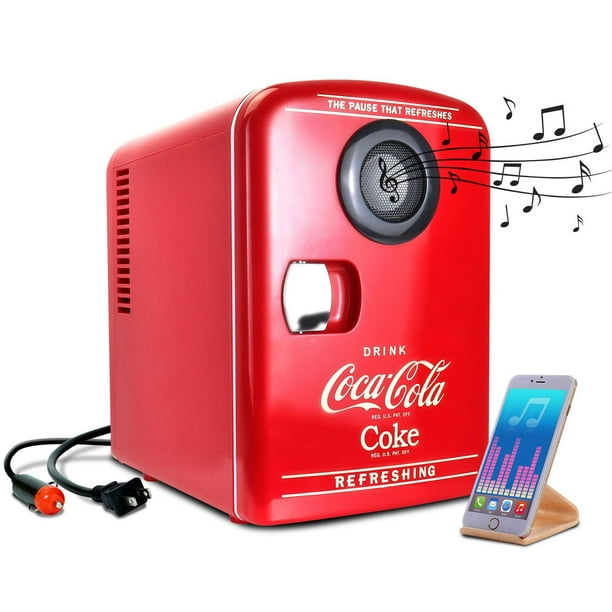 Mini réfrigérateur/réchaud Coca-Cola® avec haut-parleur Bluetooth® 6  canettes 