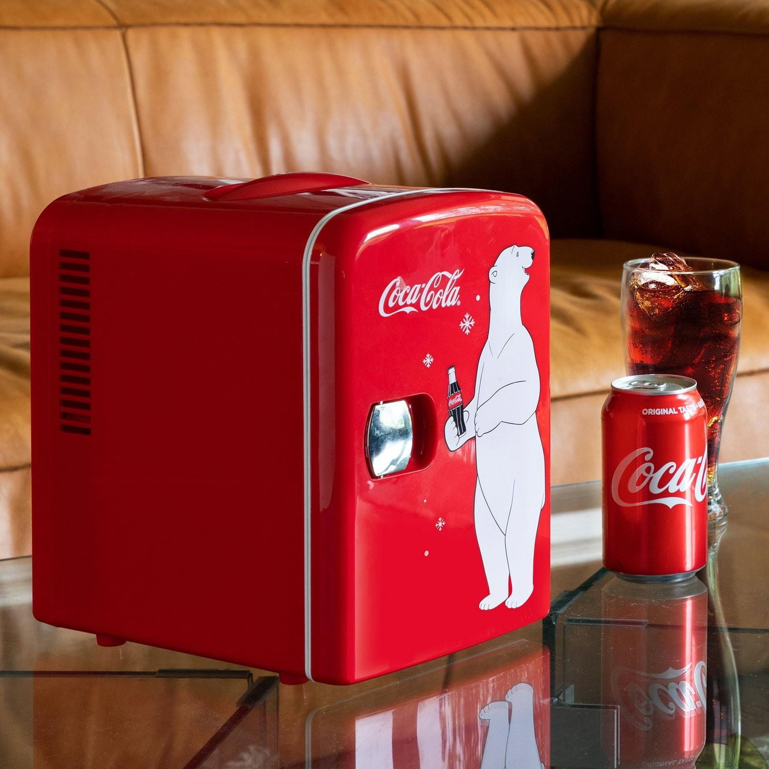 Coca-Cola Portable 6 Can Thermoelectric Mini Fridge Cooler/Warmer, 4 L/4.2  qt, 12V DC/110V AC for home, dorm, car, boat, beverages, snacks, skincare,  cosmetics, medication 