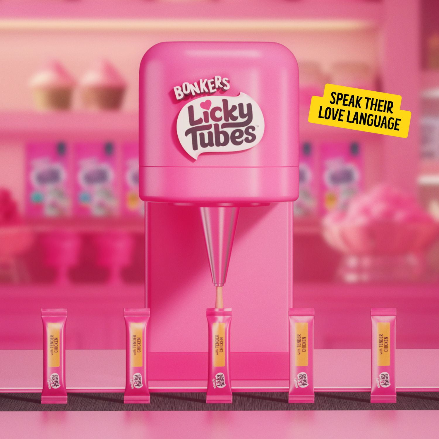 BONKERS Licky Tubes, Chicken Flavor, Wet Lickable Tube Cat Snacks, Treats for Cats, 4 Piece Pouch, Licky Tubes Wet Cat Treats Chicken Recipe 4 Pack