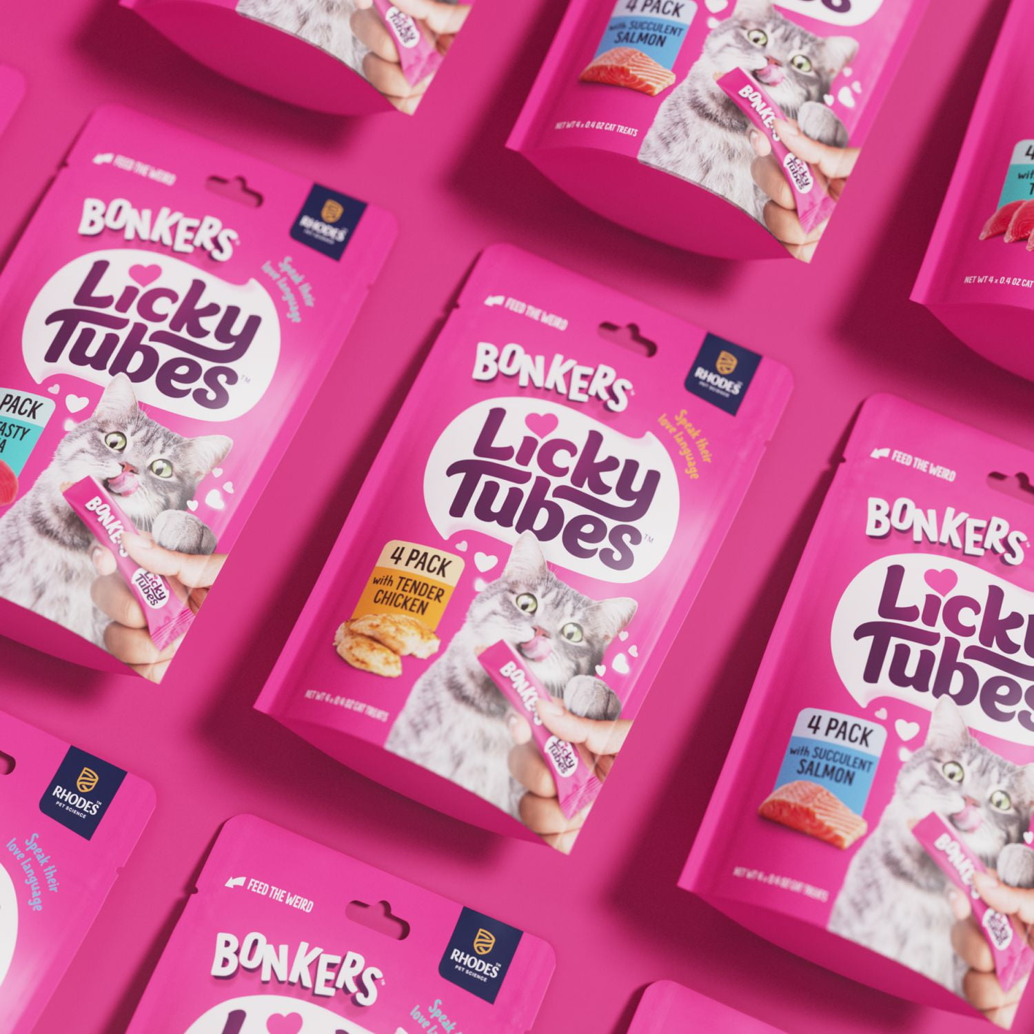 BONKERS Licky Tubes, Chicken Flavor, Wet Lickable Tube Cat Snacks, Treats for Cats, 4 Piece Pouch, Licky Tubes Wet Cat Treats Chicken Recipe 4 Pack
