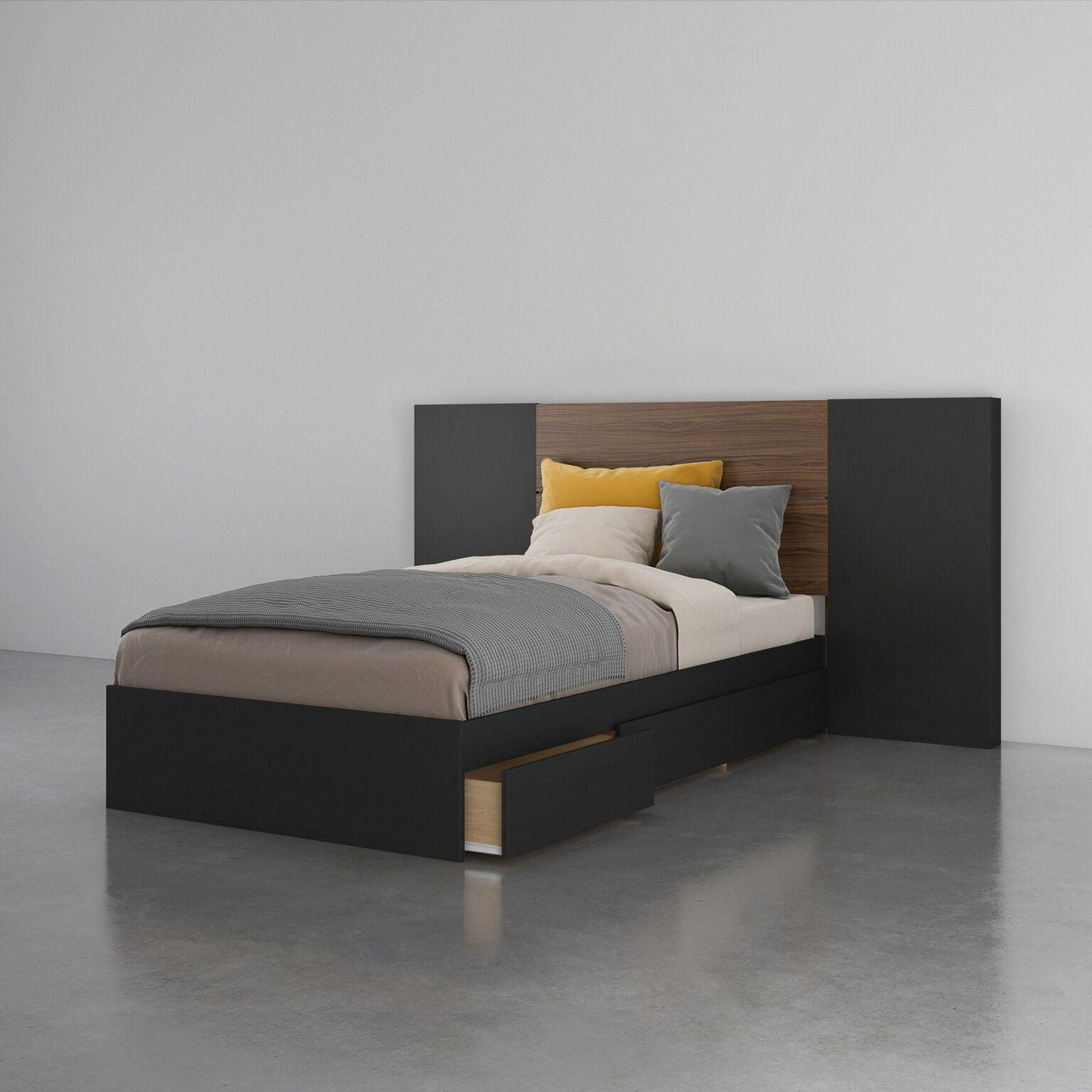Onyx 3 Piece Bedroom Set, Walnut and Black Walmart Canada