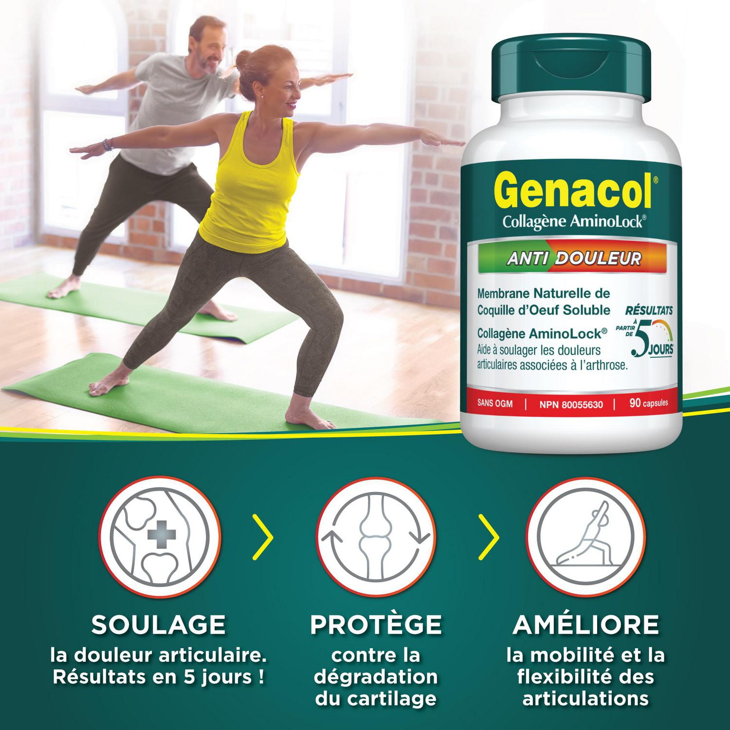 Genacol® Pain Relief with AminoLock Collagen and Natural Eggshell Membrane, 90 capsules