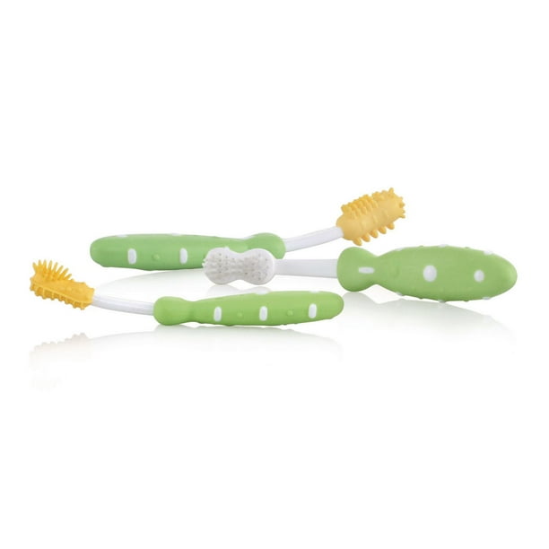Ens. de 3 brosses à dents de Nûby en vert