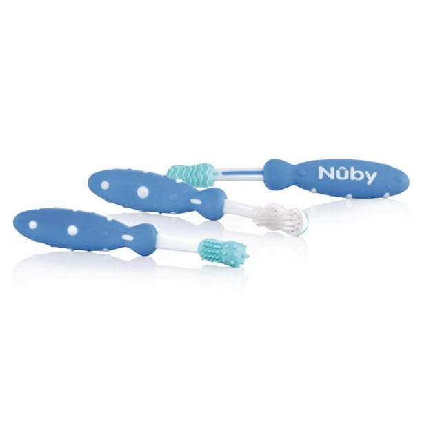 Ens. de 3 brosses à dents de Nûby en bleu