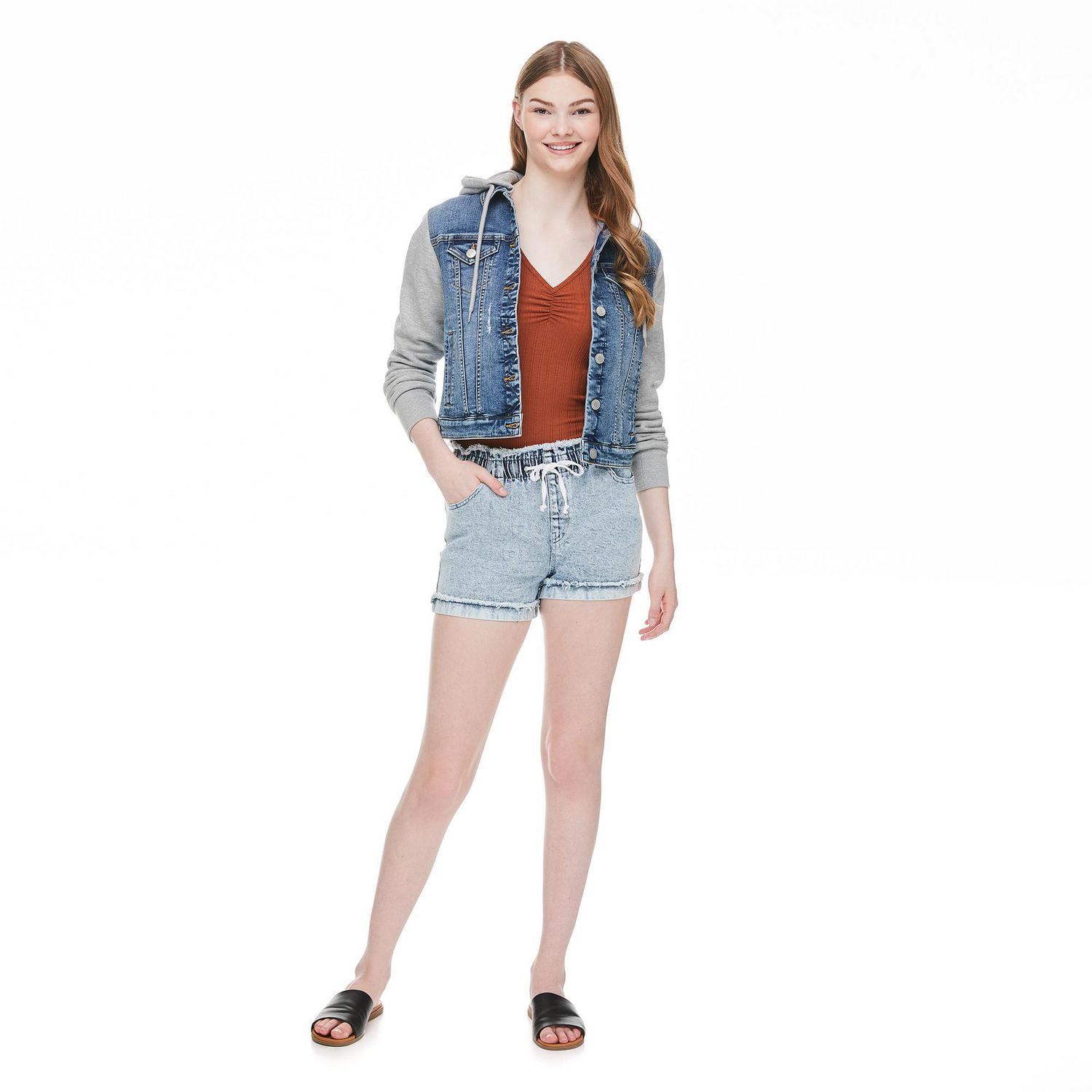 Short effrangé à ceinture montée élastique No Boundaries pour femmes