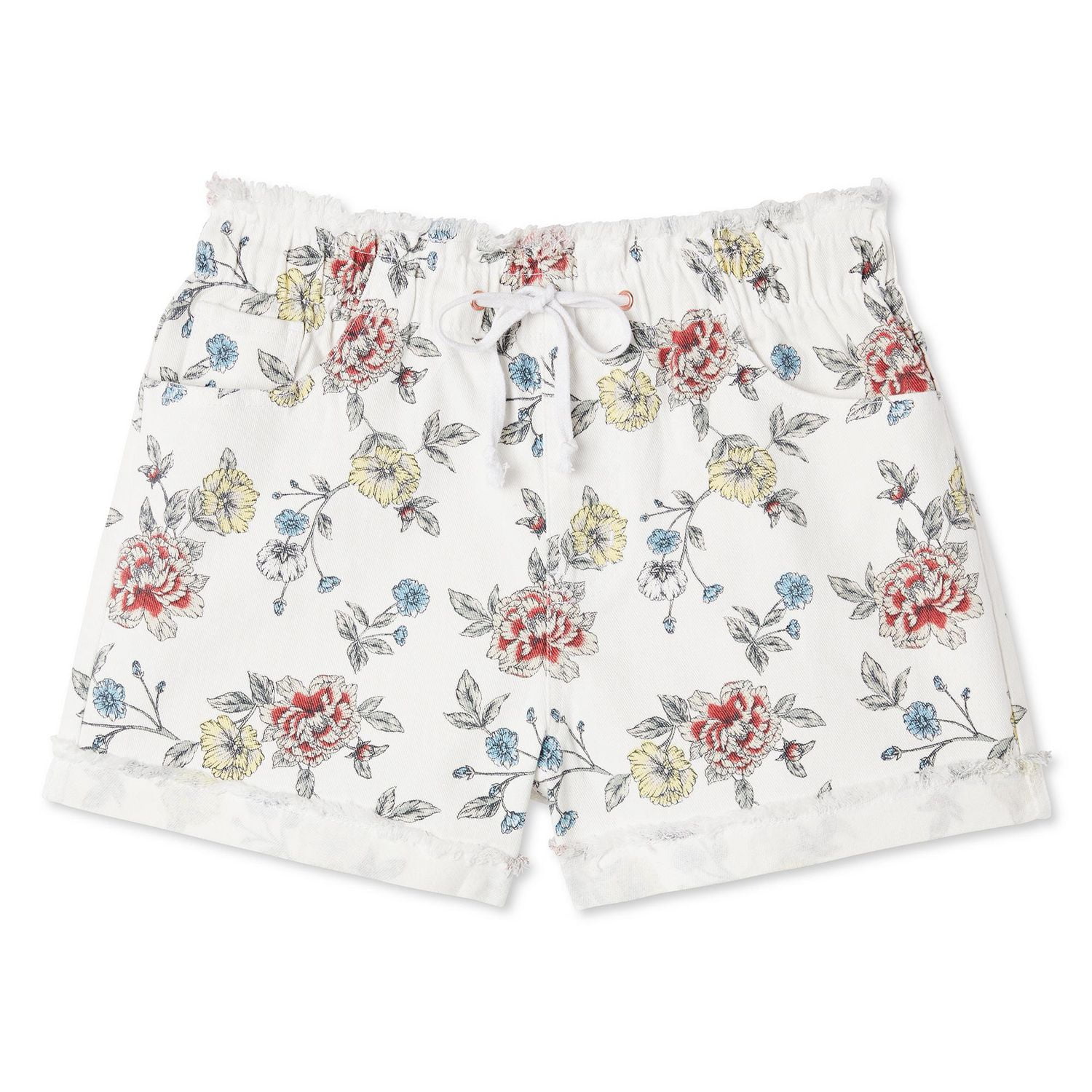 Short imprimé et effrangé à ceinture montée élastique No Boundaries pour femmes