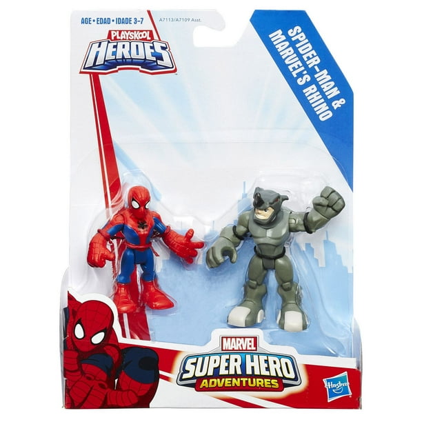 Figurines articulées de Spider-Man et de Rhino de Marvel Super Hero Adventures par Playskool Heroes