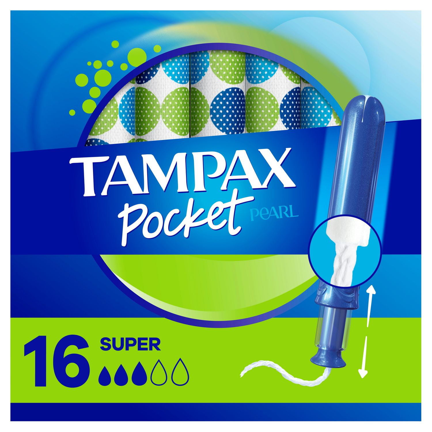 Tampax Pearl Tampons Super Plus Absorbency with BPA-Free Plastic Applicator  and LeakGuard Braid, Unscented, 18 Tampons, Unscented