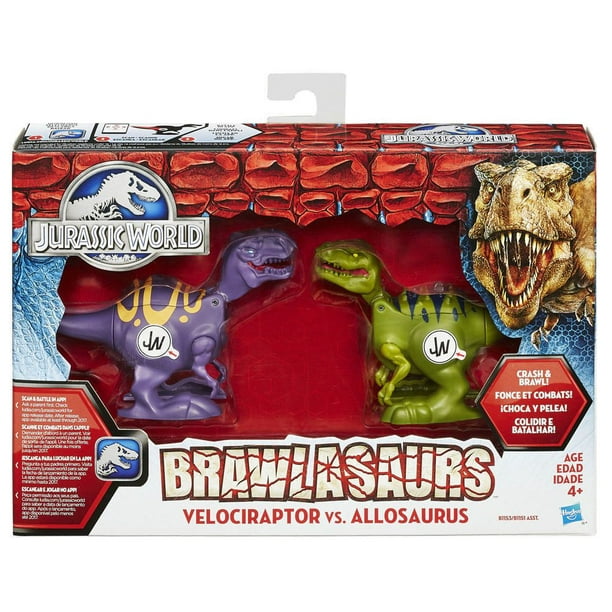 Jurassic World Brawlasaurs - Duo de figurines Velociraptor contre Allosaurus