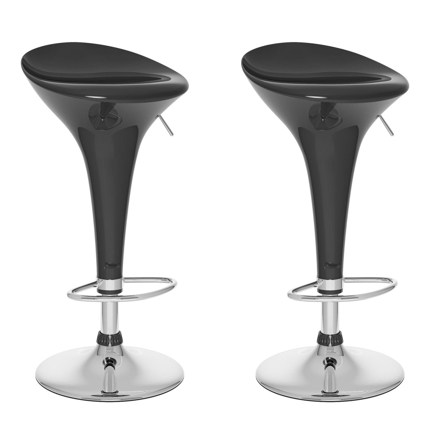 CorLiving B-101-BAD Form Fitted Adjustable Bar Stool In Black Gloss ...