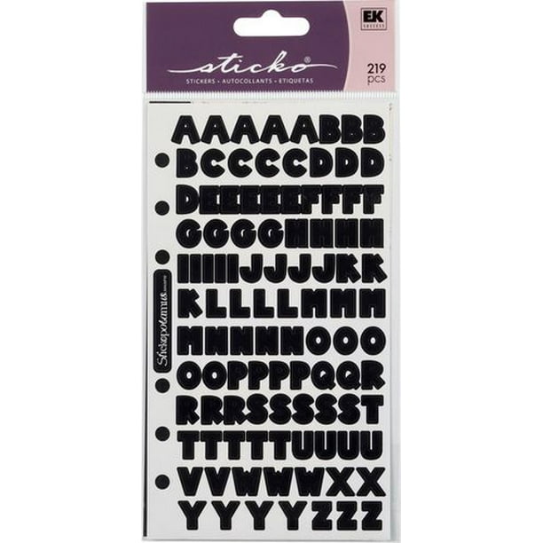 Sticko collant alphabet carrées noir