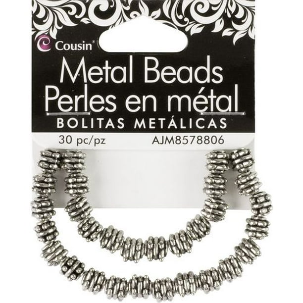 30 Perles barils en métal 4 x 5 mm