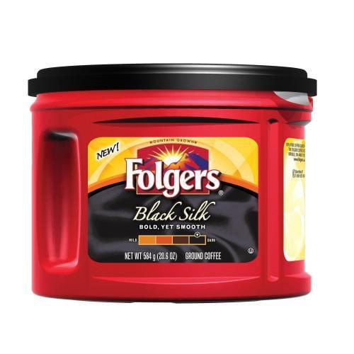 Café noir soyeux 584g de Folgers® Noir soyeux un café de pleine corps qui est fort mais douce.