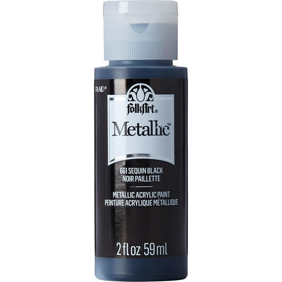 Folkart Metallic Acrylic Paint, Sequin Black 2 oz, FolkArt Metallic Paint