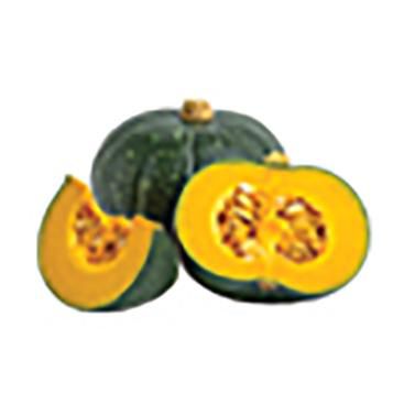Squash, Buttercup, Sold in singles, 1.18 - 1.47 KG A single buttercup squash with dark green rind and rich orange flesh, round flattened silhouette; ideal for roasting or pureeing into soups and baking, listed in specs for vitamins A and C and fibre.