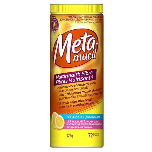 Metamucil texture lisse à saveur de limonade rose sans sucre 72 doses