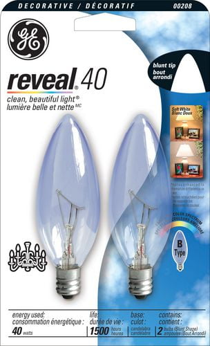 GE Reveal 40W Chandelier Base 2pk | Walmart Canada