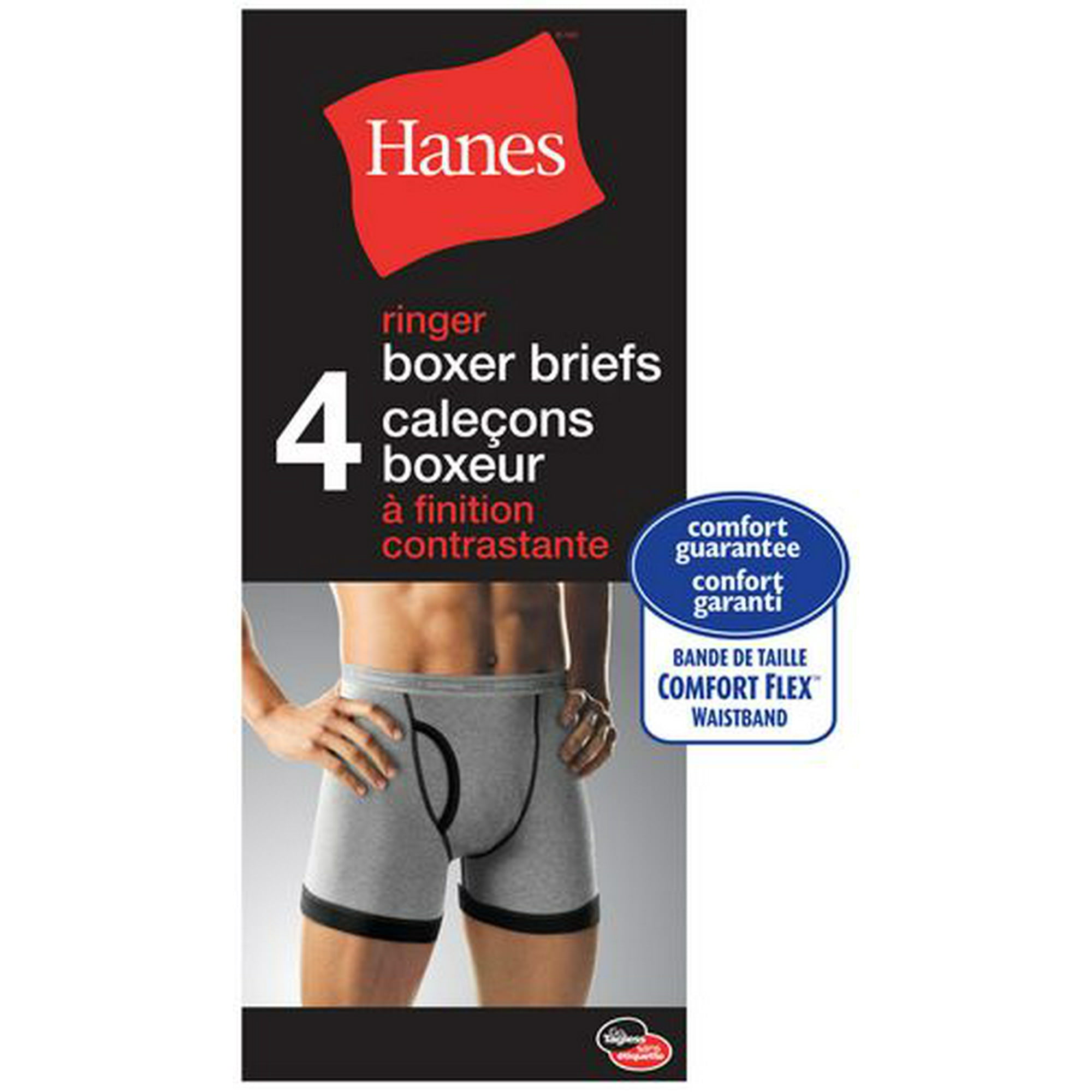 Hanes Men's 4-Pack Ringer Boxer Brief, Sizes S-XL 