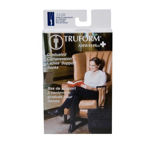 Truform® Ladies' Compression Hose Sheer Below-Knee Stockings - Taupe Large