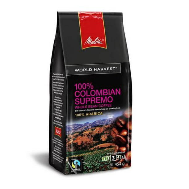 Melitta Récolte Mondiale Supremo Colombien à 100 % Café en Grains Entiers Melitta Récolte Mondiale Supremo Colombien à 100 % Café en Grains Entiers