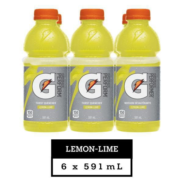 Gatorade Lemon-Lime Sports Drink, 591 ML Bottles, 6 Pack | Walmart Canada