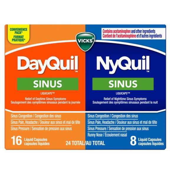 Vicks Capsules LiquiCaps NyQuil et DayQuil Sinus emballage duo