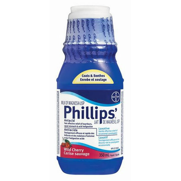 Liquid laxatif au lait de magnésie au saveur de cerise sauvage de  Phillips'MD 350 ml 