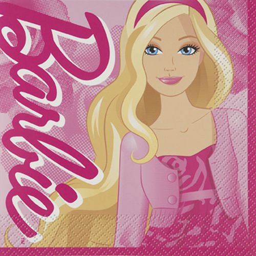 Barbie - serviettes - papier - Rose - 20 pièces - anniversaire