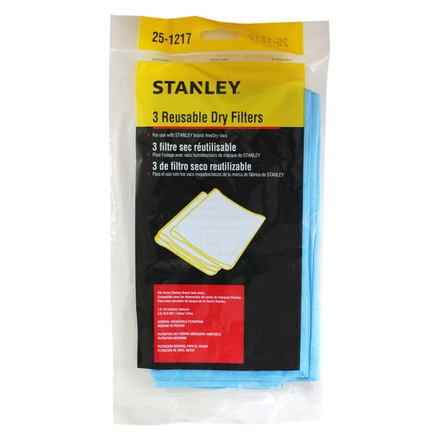 Filtres secs réutilisables de 3 pièces de Stanley Compatible avec les dimensions de cuves de marque Stanley : 1, 5 à 18 gallons (3,8 l, 18,9 à 68,1 l)
