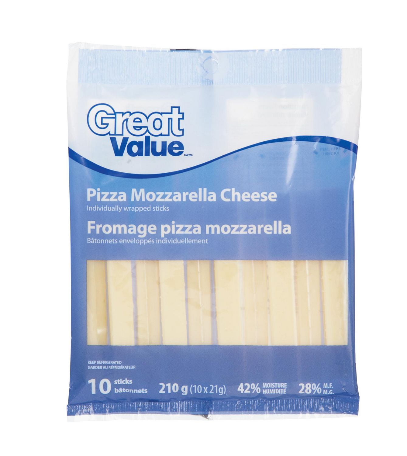 Great Value Pizza Mozzarella Cheese Sticks Walmart Canada