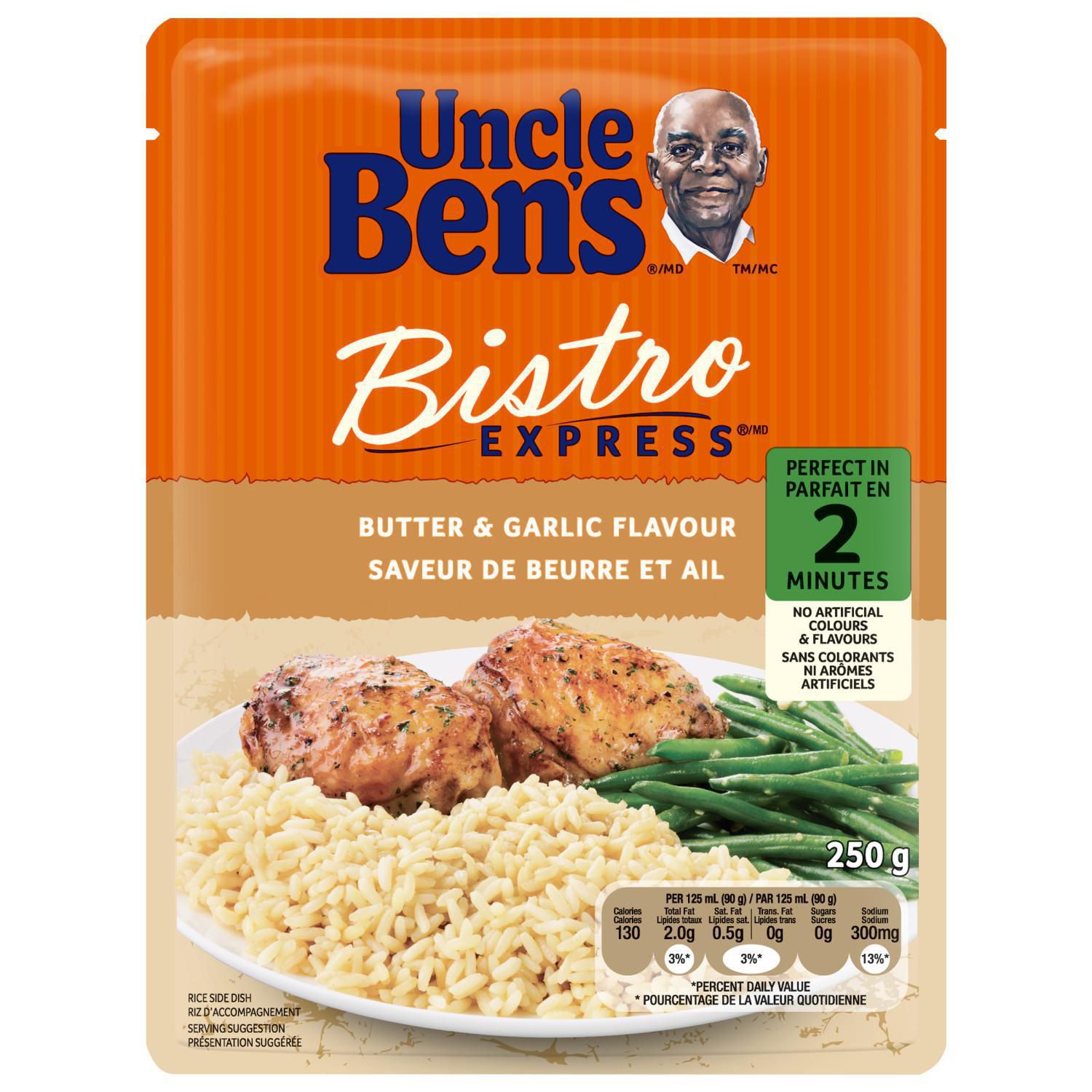 Riz à saveur de beurre et ail Bistro Express de marque Uncle Ben's, 240 g