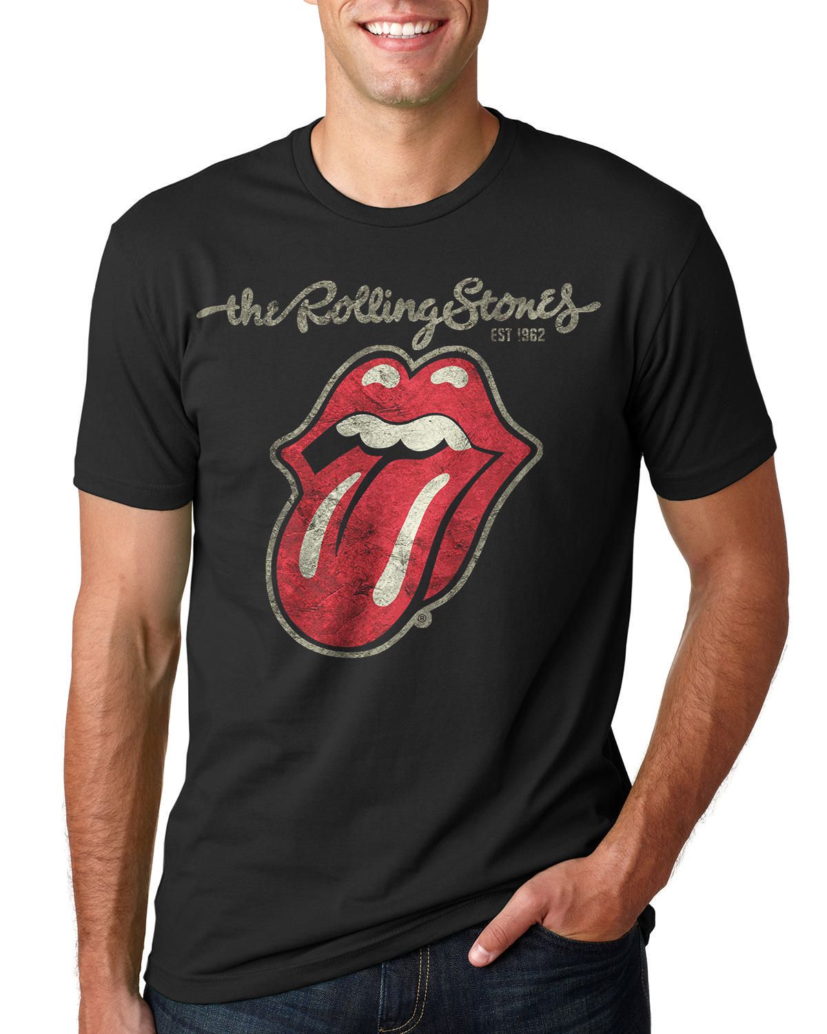 Rolling Stones Men's Distressed Tongue T-Shirt 