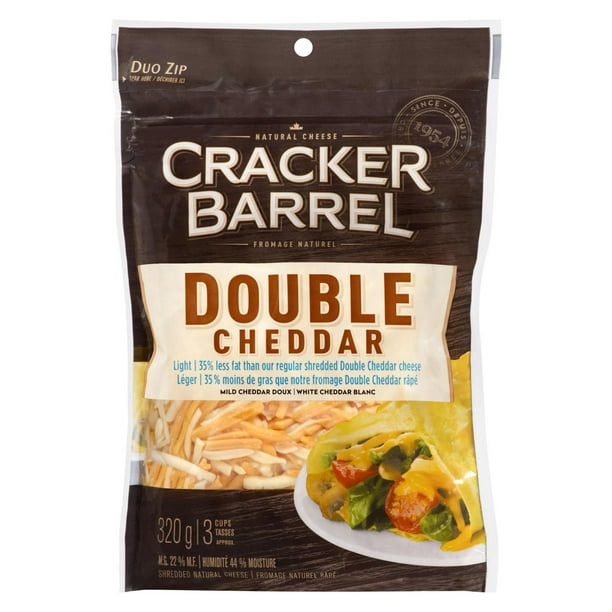 Fromage Double Cheddar râpé Cracker Barrel léger 320 G