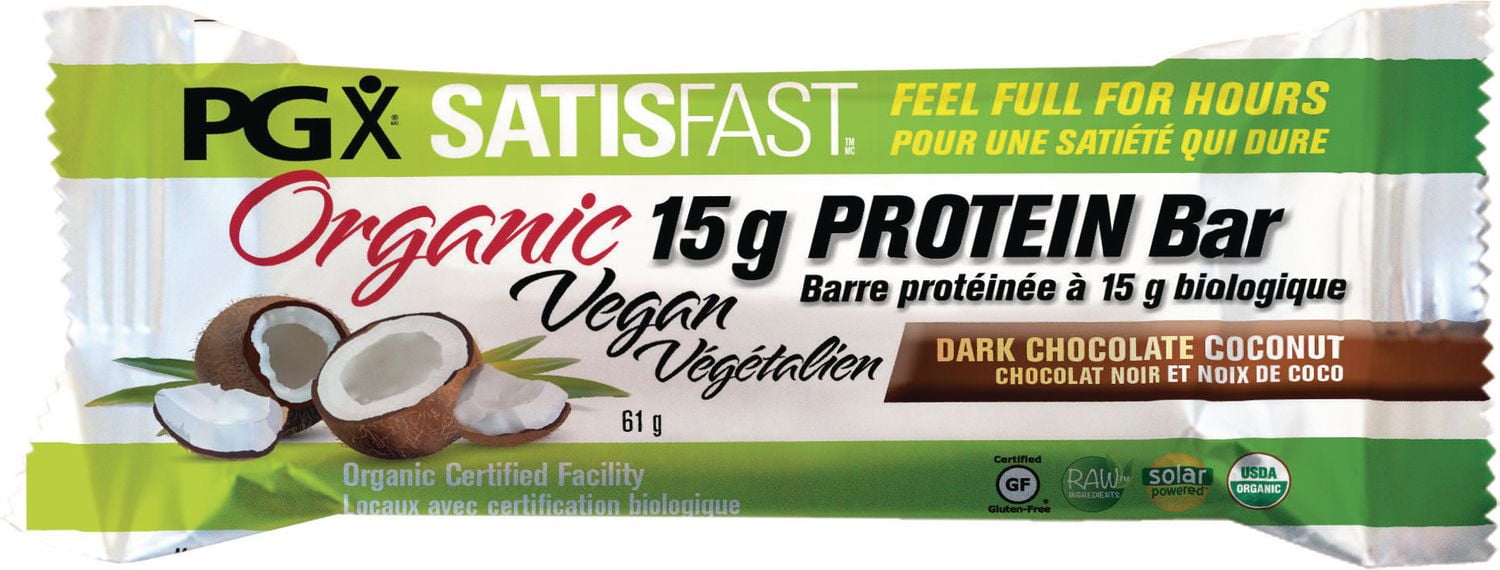 PGX® Satisfast™ Organic Vegan 15 g Protein Bar dark chocolate coconut