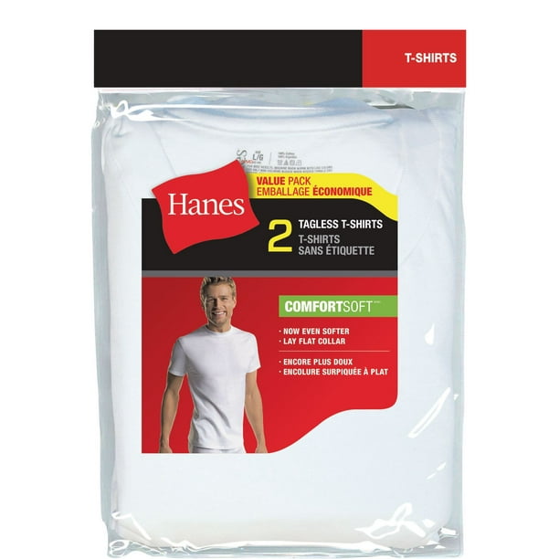 T-shirt Hanes sans étiquettes pour hommes, paq. de 2