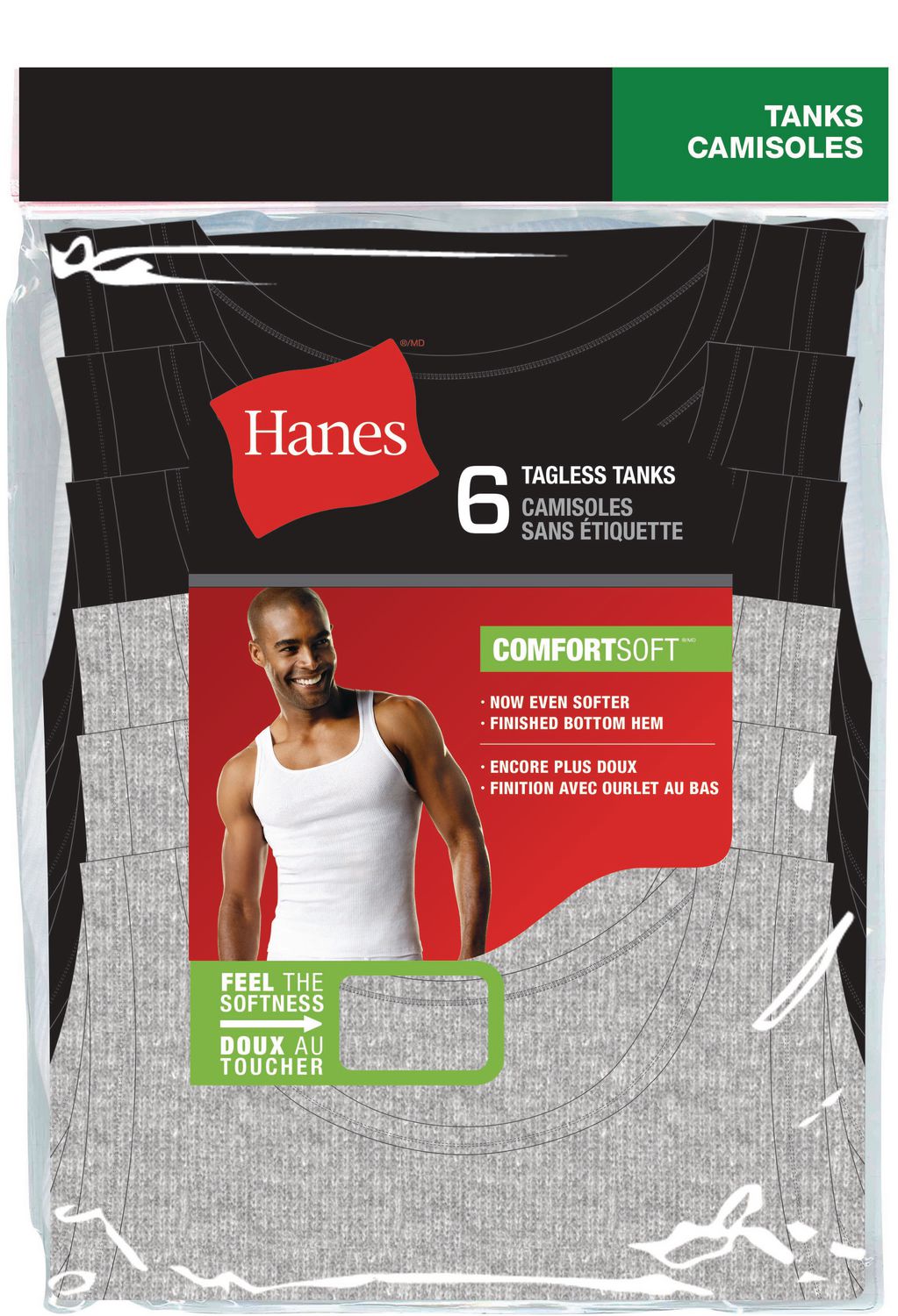 Hanes Originals Men's Cotton Tank Top Black XL