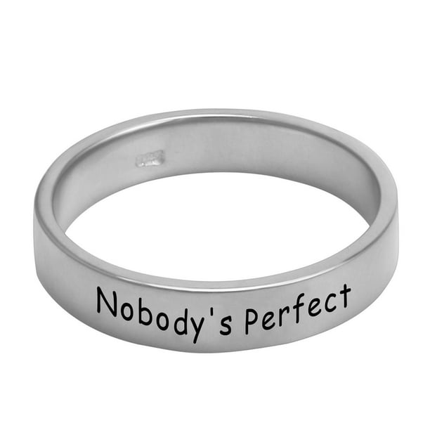 Bague en argent sterling « Nobody's Perfect » (Il n'y a personne de parfait)