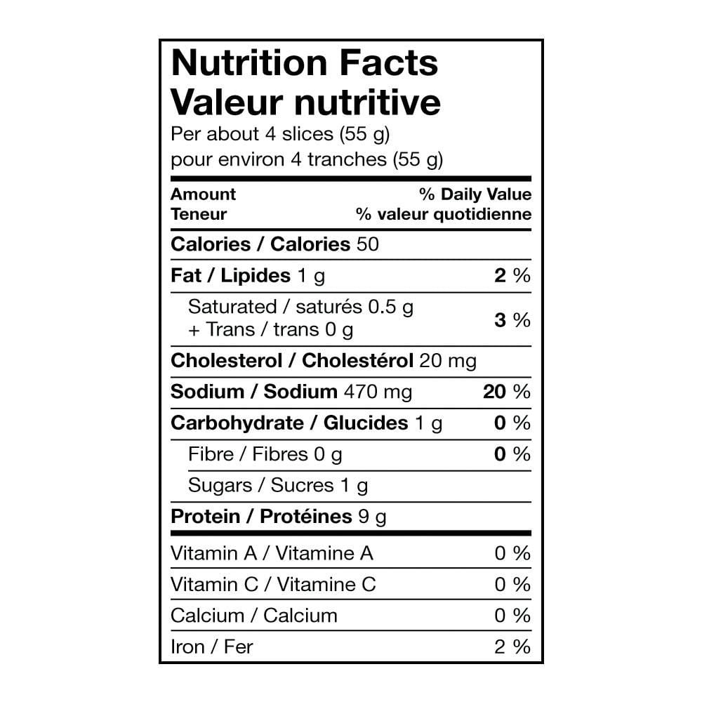 Jambon émincé Olymel fumé forêt noire Quantité volumétrique : 2 x 250 g